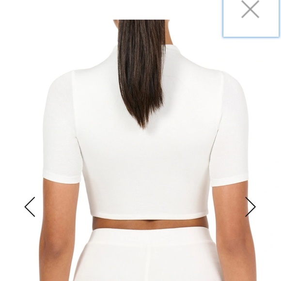 NWT- Naked Wardrobe, Nordstrom- Large- White 1/2 sleeve- Mock Neck Cropped - Picture 13 of 14